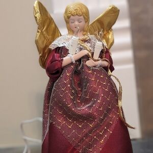 Vintage Porcelain Angel Small 9 In Light Up Christmas Tree Topper